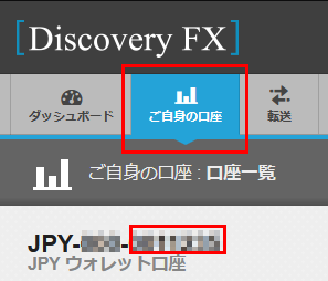 イメージ：Discovery Forex口座番号